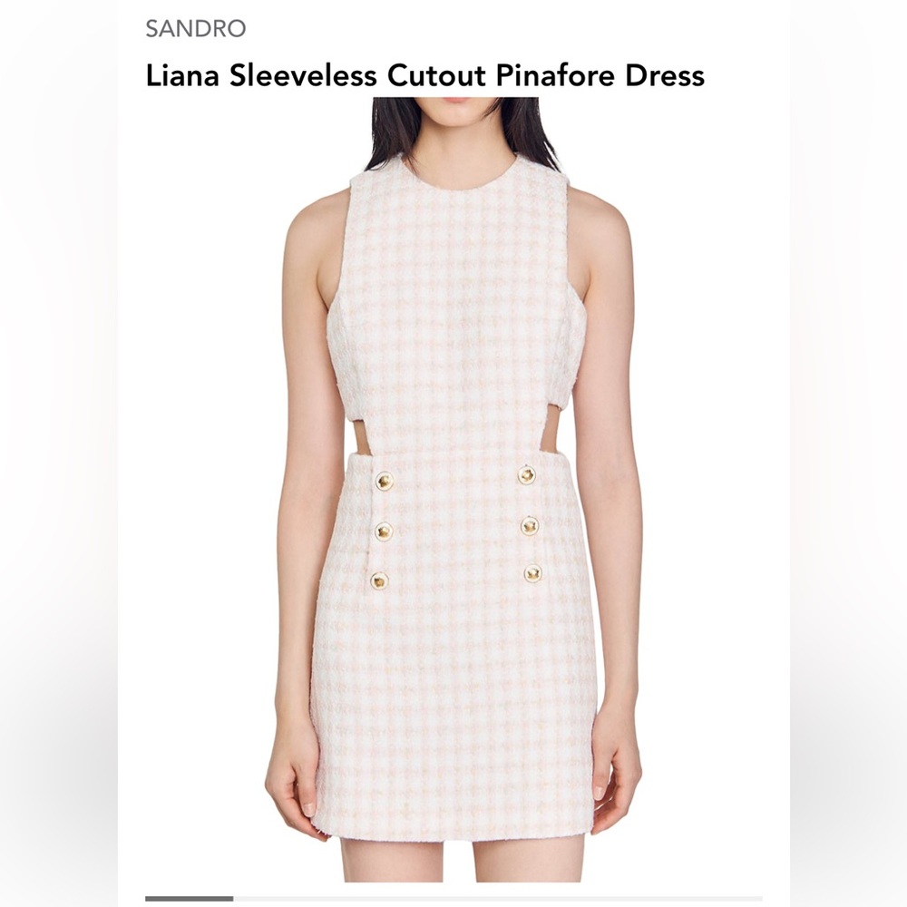Sandro Paris Baby Pink Tweed Cut Out Dress- NWT